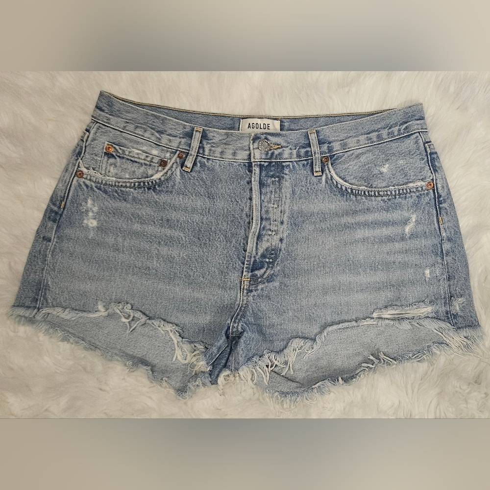 Agolde Parker denim buttonfly shorts light washed size 30